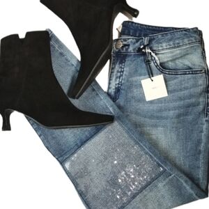 NEW! TGLA Crop Jeans w/ subtle sequin patches.